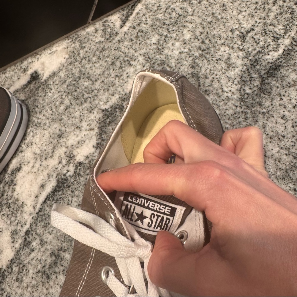 Converse Low Top Canvas Sneakers in Taupe with White Accents - Picture 5 of 7